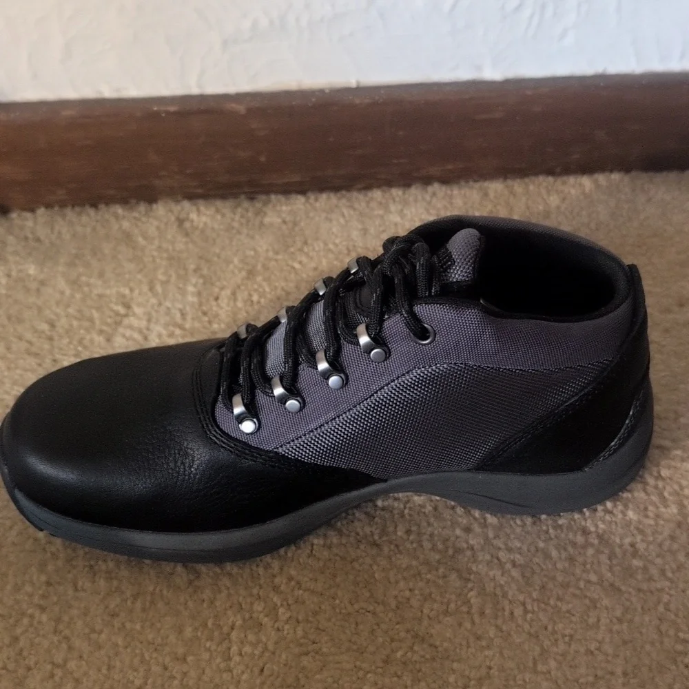 New Dunham Men's Sutton Plaintoe Boot Mid Calf, Black/Grey Size 7.5